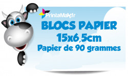 Blocs papier 15x6,5 cm. Papier de 90 grammes. Impression couleur